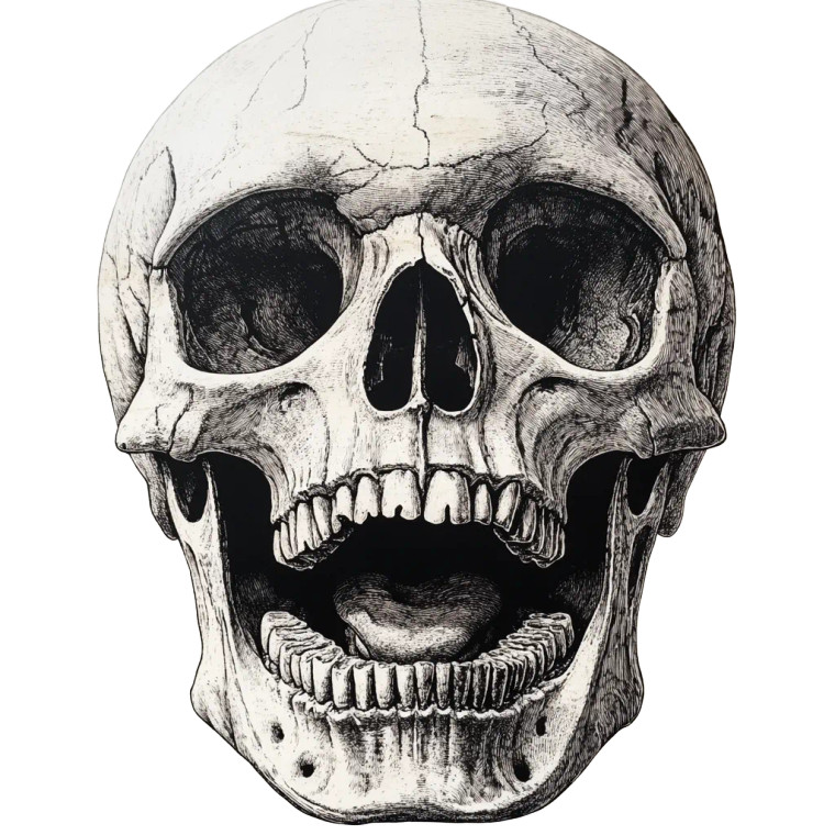 Skull Blackwork Front Vinyl Car Decal Sticker – Waterproof & UV-Resistant 8"