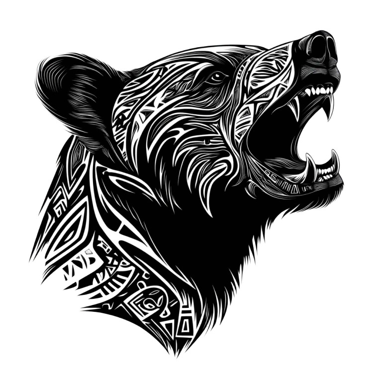 Tribal Bear Head Vinyl Car Decal Sticker – Waterproof & UV-Resistant 8"