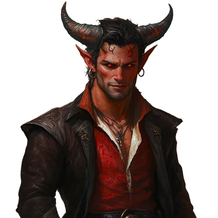 Devious Tiefling Man Vinyl Car Decal Sticker – Waterproof & UV-Resistant 8"