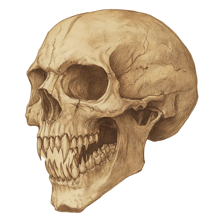 Vampire Skull Sketch V2 Vinyl Car Decal Sticker – Waterproof & UV-Resistant 8"