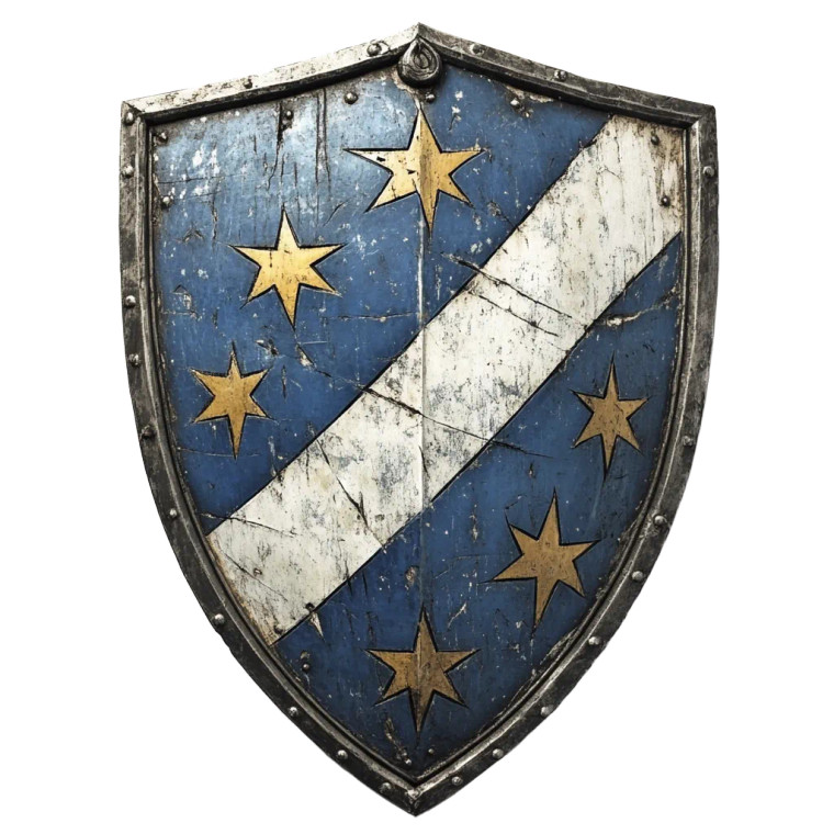 Medieval Celestial Shield Vinyl Car Decal Sticker – Waterproof & UV-Resistant 8"