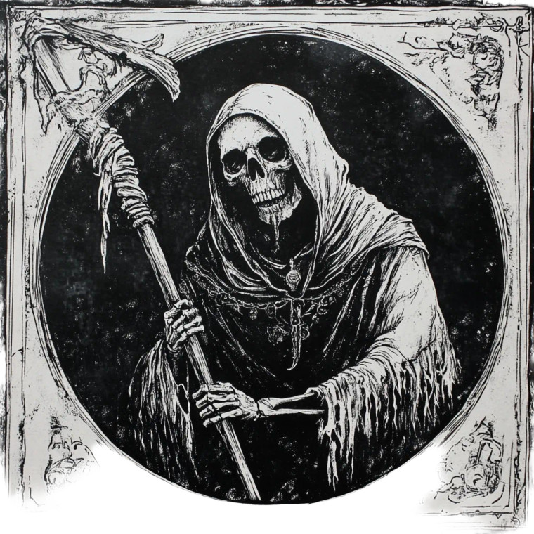 Vintage Grim Reaper Vinyl Car Decal Sticker – Waterproof & UV-Resistant 8"