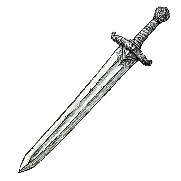 Hand Drawn Sword Vinyl Car Decal Sticker – Waterproof & UV-Resistant 8"