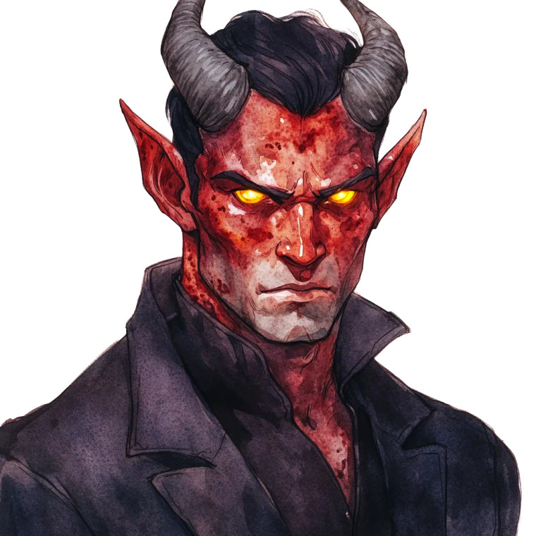 Tiefling Lawyer Portrait Vinyl Car Decal Sticker – Waterproof & UV-Resistant 8"