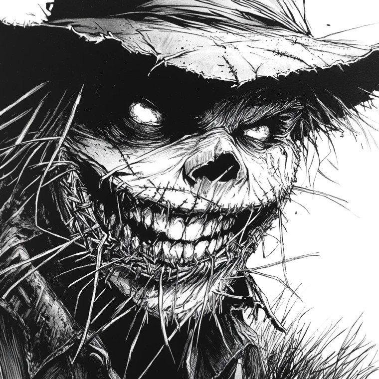 Terrifying Stitched Scarecrow Vinyl Car Decal Sticker – Waterproof & UV-Resistant 8"