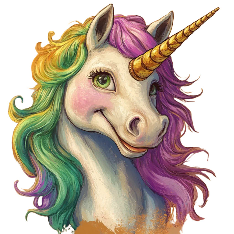 Smiling Colorful Unicorn Vinyl Car Decal Sticker – Waterproof & UV-Resistant 8"