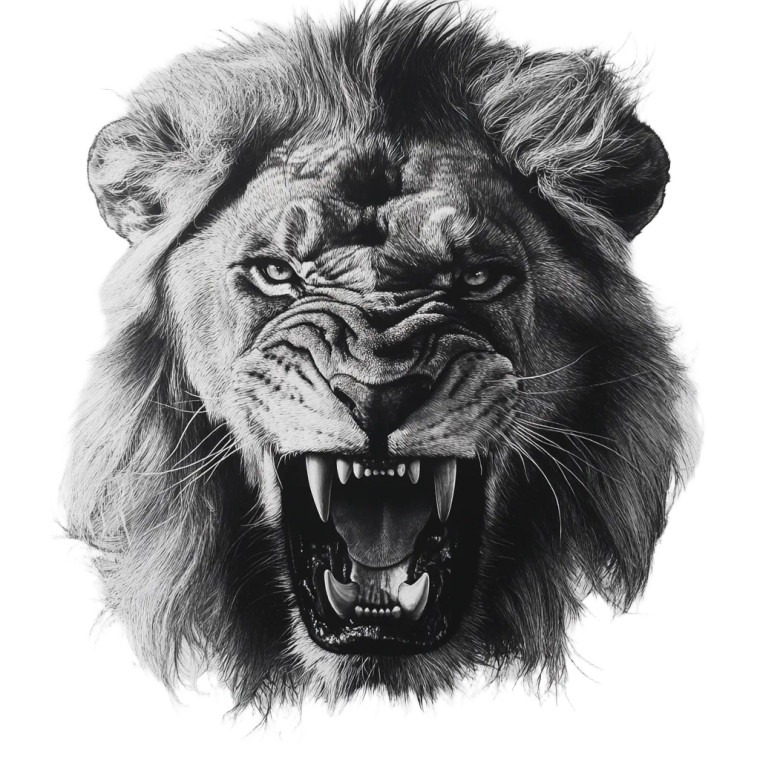 Angry Lion Illustration Vinyl Car Decal Sticker – Waterproof & UV-Resistant 8"