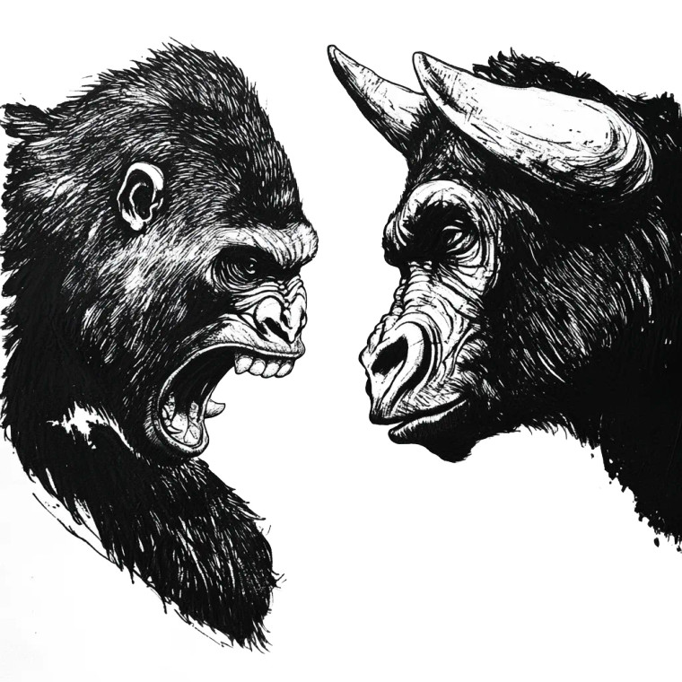 Gorilla Vs Bull Tattoo Vinyl Car Decal Sticker – Waterproof & UV-Resistant 8"