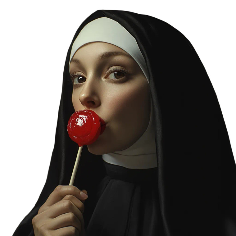 Nun With Lollipop Vinyl Car Decal Sticker – Waterproof & UV-Resistant 8"