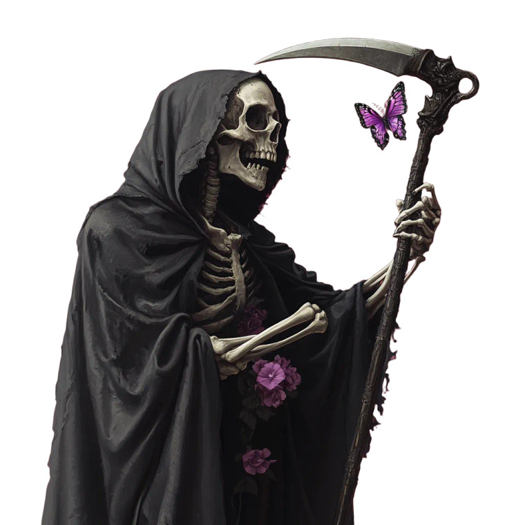 Grim Reaper Butterfly Vinyl Car Decal Sticker – Waterproof & UV-Resistant 8"