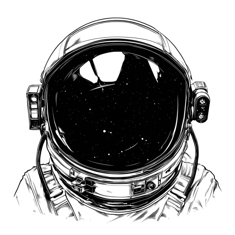 Astronaut Helmet Illustration Vinyl Car Decal Sticker – Waterproof & UV-Resistant 8"
