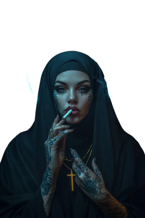 Gothic Tattooed Nun V7 Vinyl Car Decal Sticker – Waterproof & UV-Resistant 8"