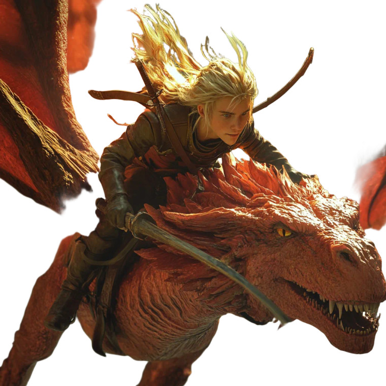 Elf Warrior On Dragon V2 Vinyl Car Decal Sticker – Waterproof & UV-Resistant 8"