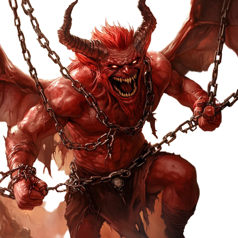 Red Chained Demon Vinyl Car Decal Sticker – Waterproof & UV-Resistant 8"