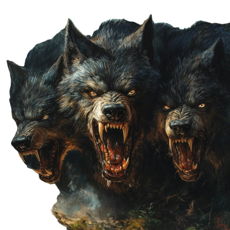 Terrifying Three-Headed Werewolf Vinyl Car Decal Sticker – Waterproof & UV-Resistant 8"
