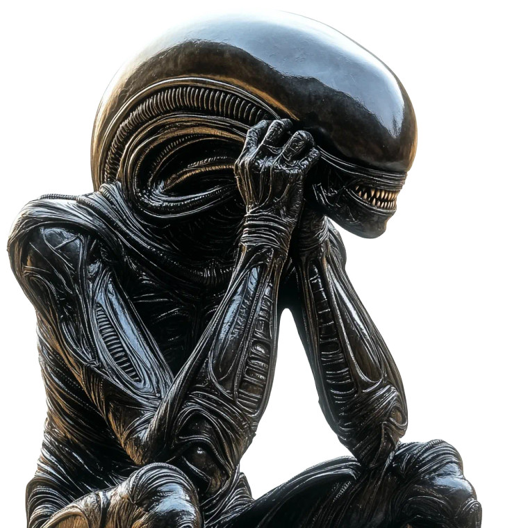 Alien Thinking Pose Vinyl Car Decal Sticker – Waterproof & UV-Resistant 8"