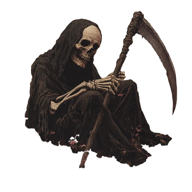 Death Sharpening Scythe Vinyl Car Decal Sticker – Waterproof & UV-Resistant 8"