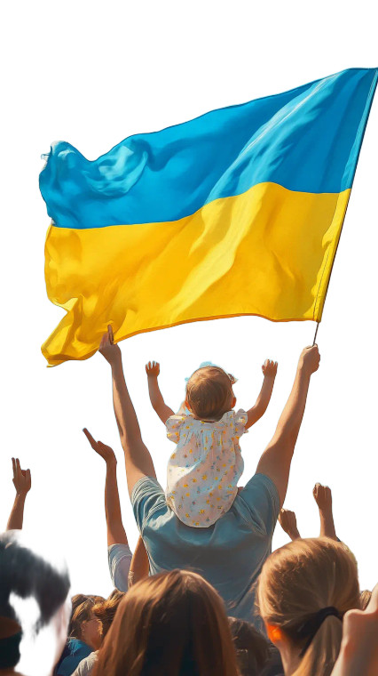 Ukrainian Flag Crowd Vinyl Car Decal Sticker – Waterproof & UV-Resistant 8"