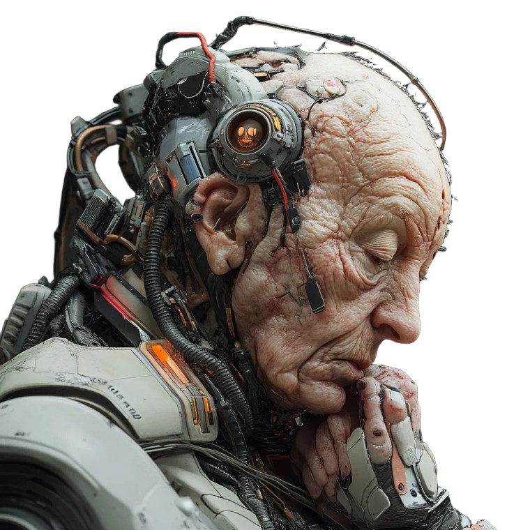 Emotional Cyborg Portrait Vinyl Car Decal Sticker – Waterproof & UV-Resistant 8"