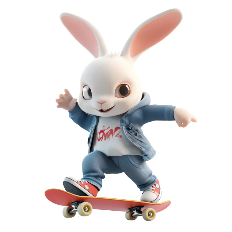 Stylish Skateboarding Rabbit Vinyl Car Decal Sticker – Waterproof & UV-Resistant 8"