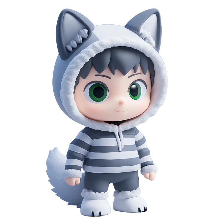 Wolf Boy Blind Box Vinyl Car Decal Sticker – Waterproof & UV-Resistant 8"