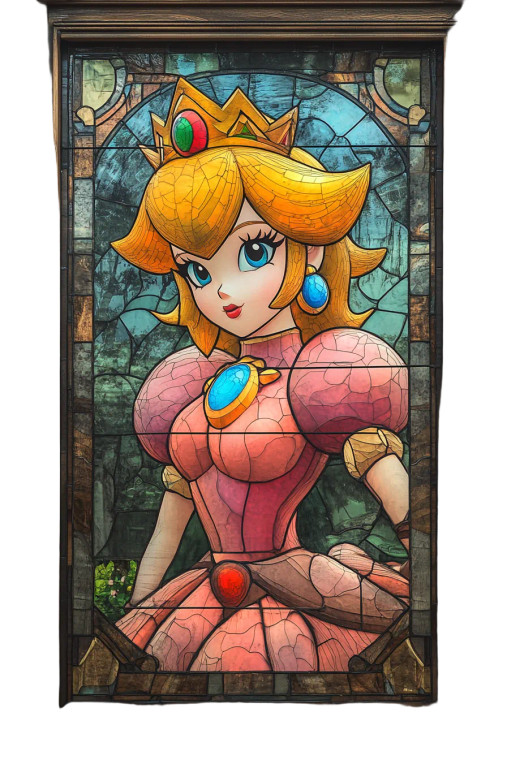 Stained Glass Peach Vinyl Car Decal Sticker – Waterproof & UV-Resistant 8"
