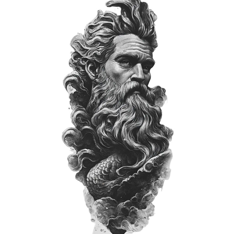 Poseidon Portrait Vinyl Car Decal Sticker – Waterproof & UV-Resistant 8"