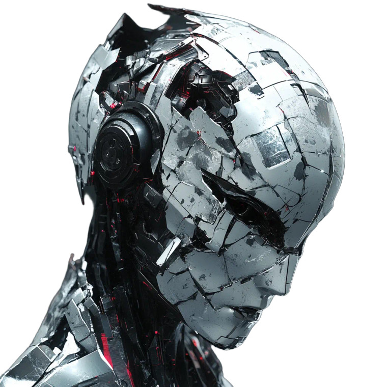 Broken Futuristic Robot V5 Vinyl Car Decal Sticker – Waterproof & UV-Resistant 8"