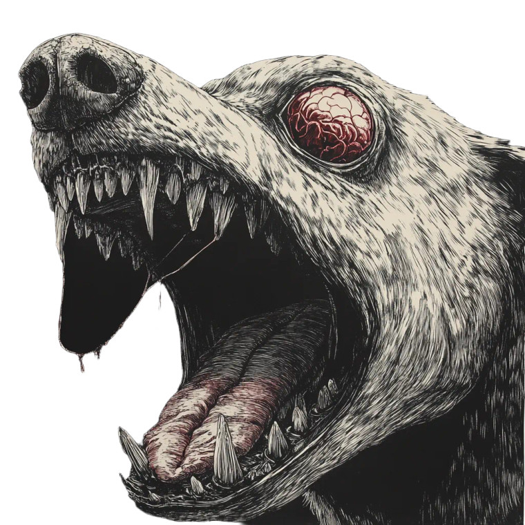 Creepy Monster Dog Vinyl Car Decal Sticker – Waterproof & UV-Resistant 8"