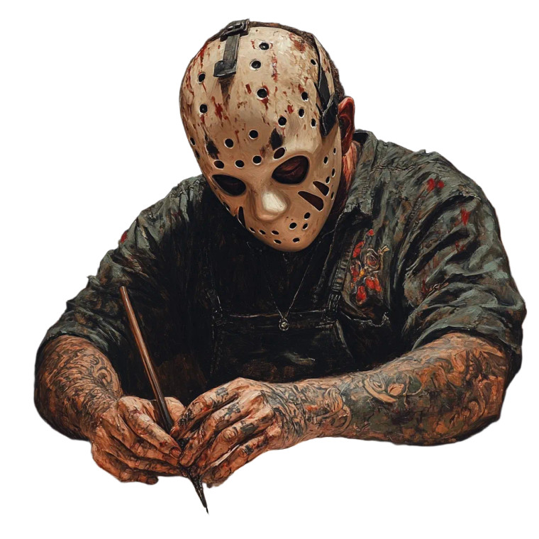 Jason Voorhees Tattooing Vinyl Car Decal Sticker – Waterproof & UV-Resistant 8"