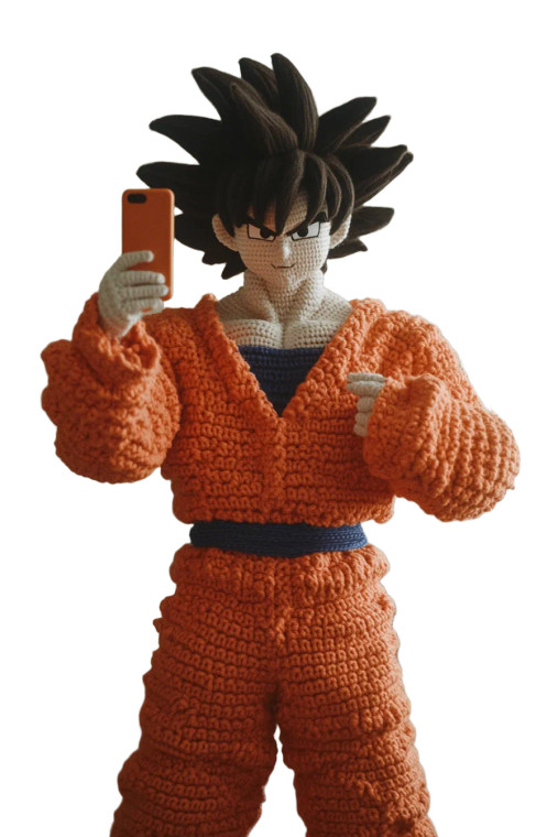 Crochet Goku Selfie Vinyl Car Decal Sticker – Waterproof & UV-Resistant 8"