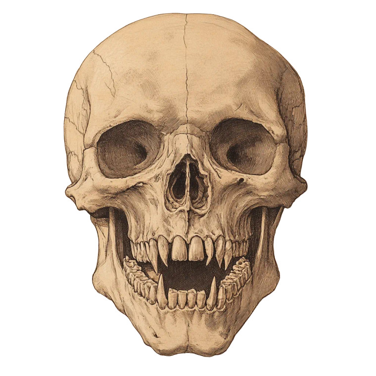 Vampire Skull Sketch V4 Vinyl Car Decal Sticker – Waterproof & UV-Resistant 8"