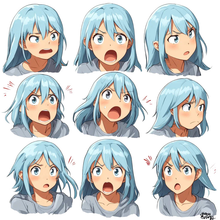 Tsundere Sprite Sheet Vinyl Car Decal Sticker – Waterproof & UV-Resistant 8"