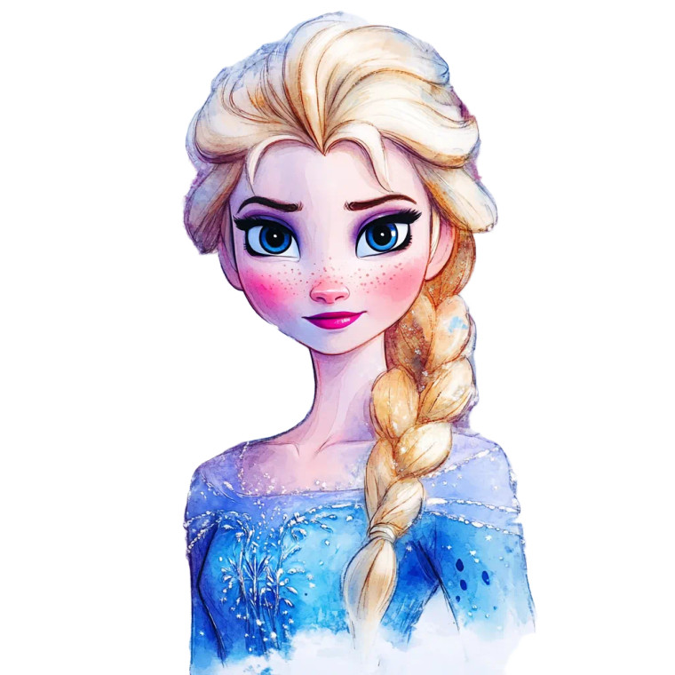Elsa Watercolor Art Vinyl Car Decal Sticker – Waterproof & UV-Resistant 8"