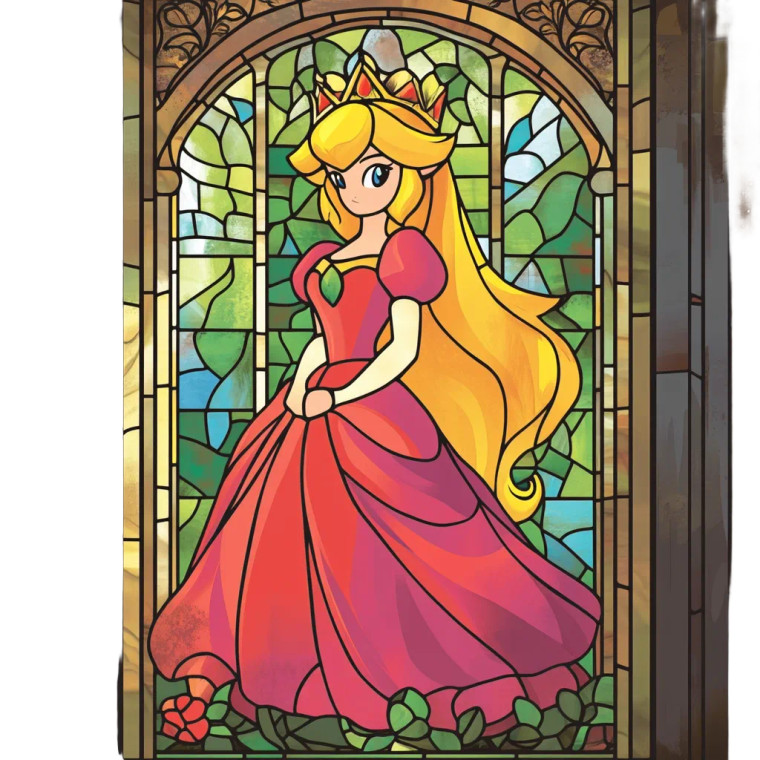 Princess Stained Glass Vinyl Car Decal Sticker – Waterproof & UV-Resistant 8"