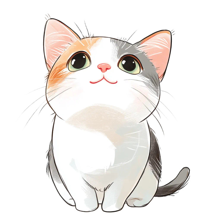 Cute Cat Illustration Vinyl Car Decal Sticker – Waterproof & UV-Resistant 8"