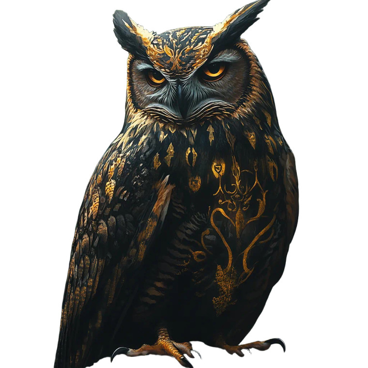 Golden Marked Owl Vinyl Car Decal Sticker – Waterproof & UV-Resistant 8"