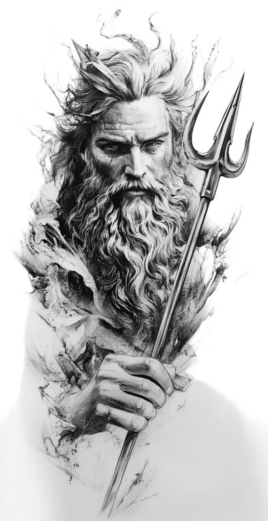 Poseidon Tattoo Design V2 Vinyl Car Decal Sticker – Waterproof & UV-Resistant 8"