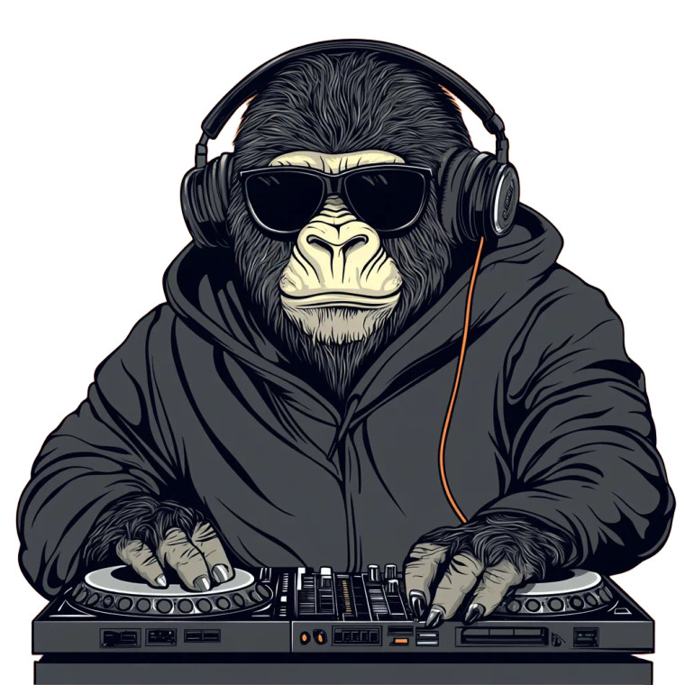 Dj Gorilla Hoodie Vinyl Car Decal Sticker – Waterproof & UV-Resistant 8"