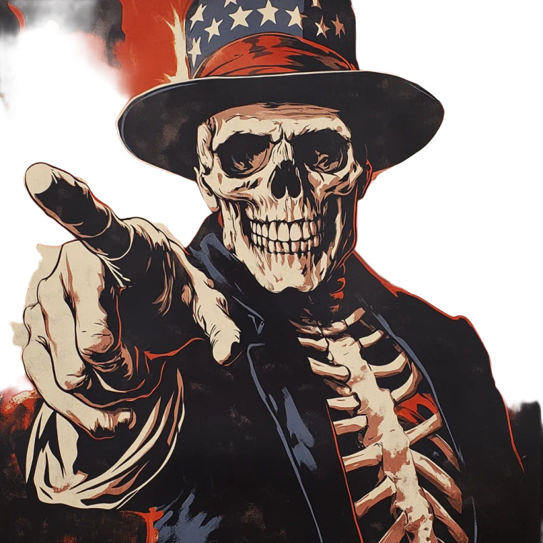 Skeleton Uncle Sam Vinyl Car Decal Sticker – Waterproof & UV-Resistant 8"