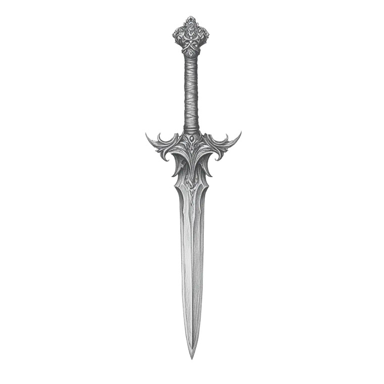 Ornate Sword Drawing Vinyl Car Decal Sticker – Waterproof & UV-Resistant 8"