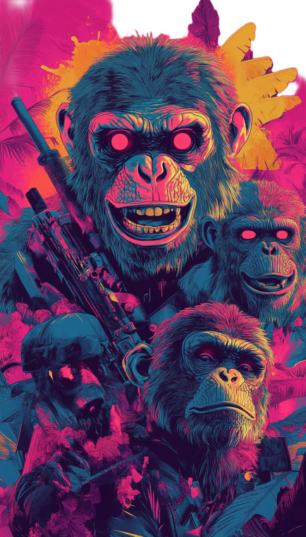 Neon Badass Monkeys Vinyl Car Decal Sticker – Waterproof & UV-Resistant 8"