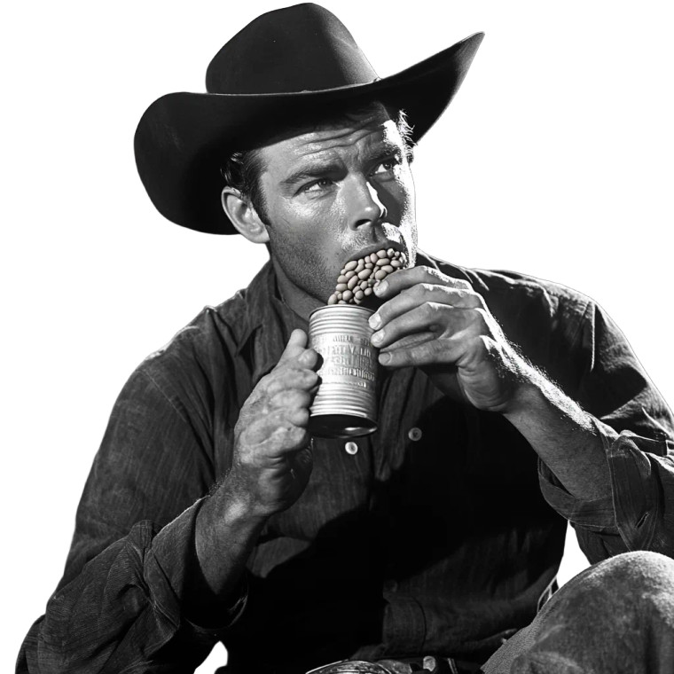 Handsome Cowboy Eating Vinyl Car Decal Sticker – Waterproof & UV-Resistant 8"