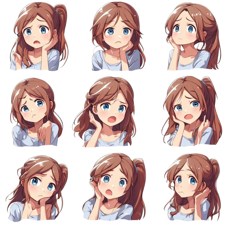 Cute Anime Emoji Pack Vinyl Car Decal Sticker – Waterproof & UV-Resistant 8"