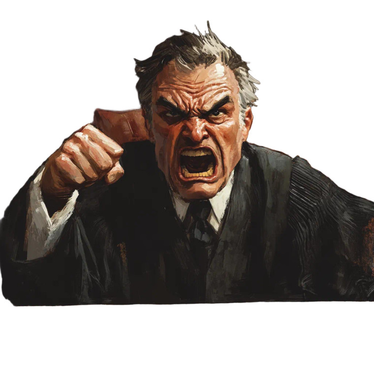 Angry Courtroom Judge Vinyl Car Decal Sticker – Waterproof & UV-Resistant 8"