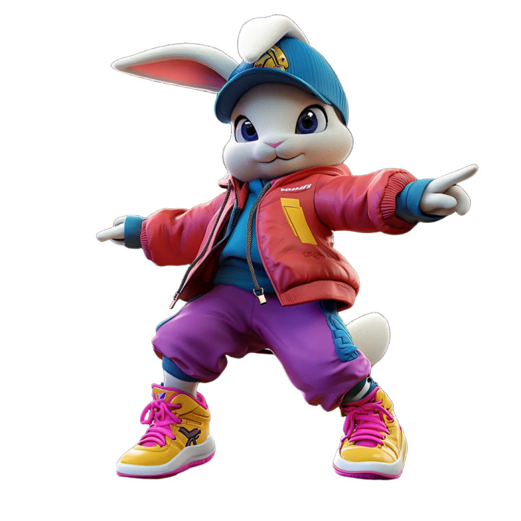 Parkour Rabbit Character Vinyl Car Decal Sticker – Waterproof & UV-Resistant 8"