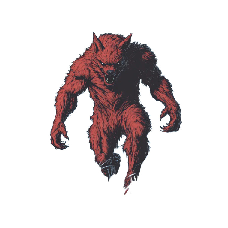 Red Fur Werewolf Vinyl Car Decal Sticker – Waterproof & UV-Resistant 8"
