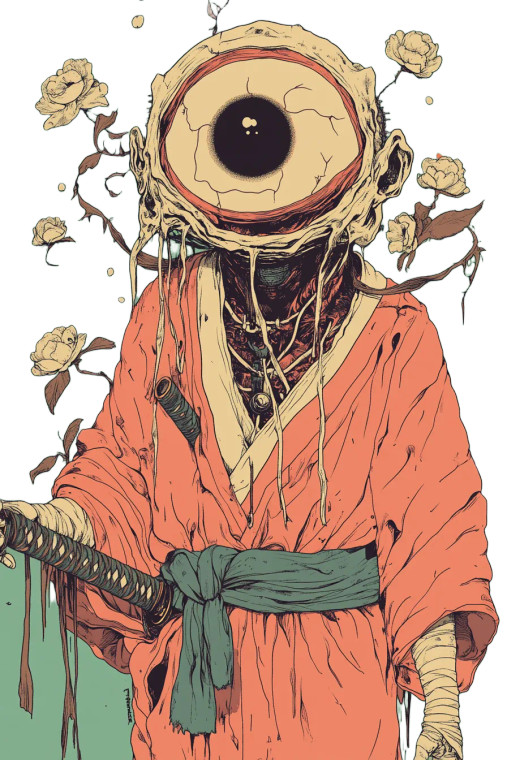 Samurai Eye Rose Vinyl Car Decal Sticker – Waterproof & UV-Resistant 8"