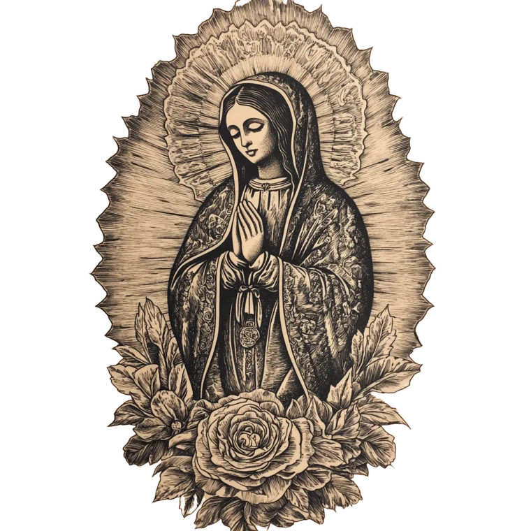 Virgen De Guadalupe V8 Vinyl Car Decal Sticker – Waterproof & UV-Resistant 8"