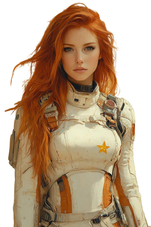 Futuristic Red-Haired Pilot Vinyl Car Decal Sticker – Waterproof & UV-Resistant 8"